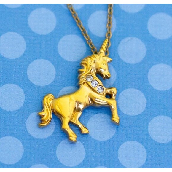 Vintage Golden Unicorn Pendant Necklace by Avon 18 Inches - M23 - Picture 1 of 3